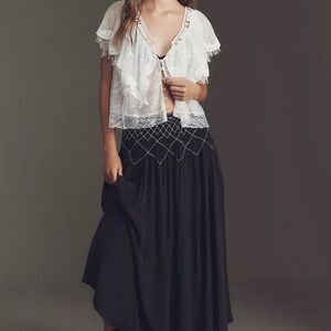 NEW WITHOUT TAGS By Anthropologie Smocked Soft Midi Gray Skirt, M